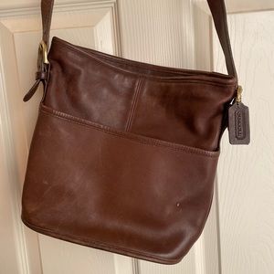 Coach brown leather crossbody bag